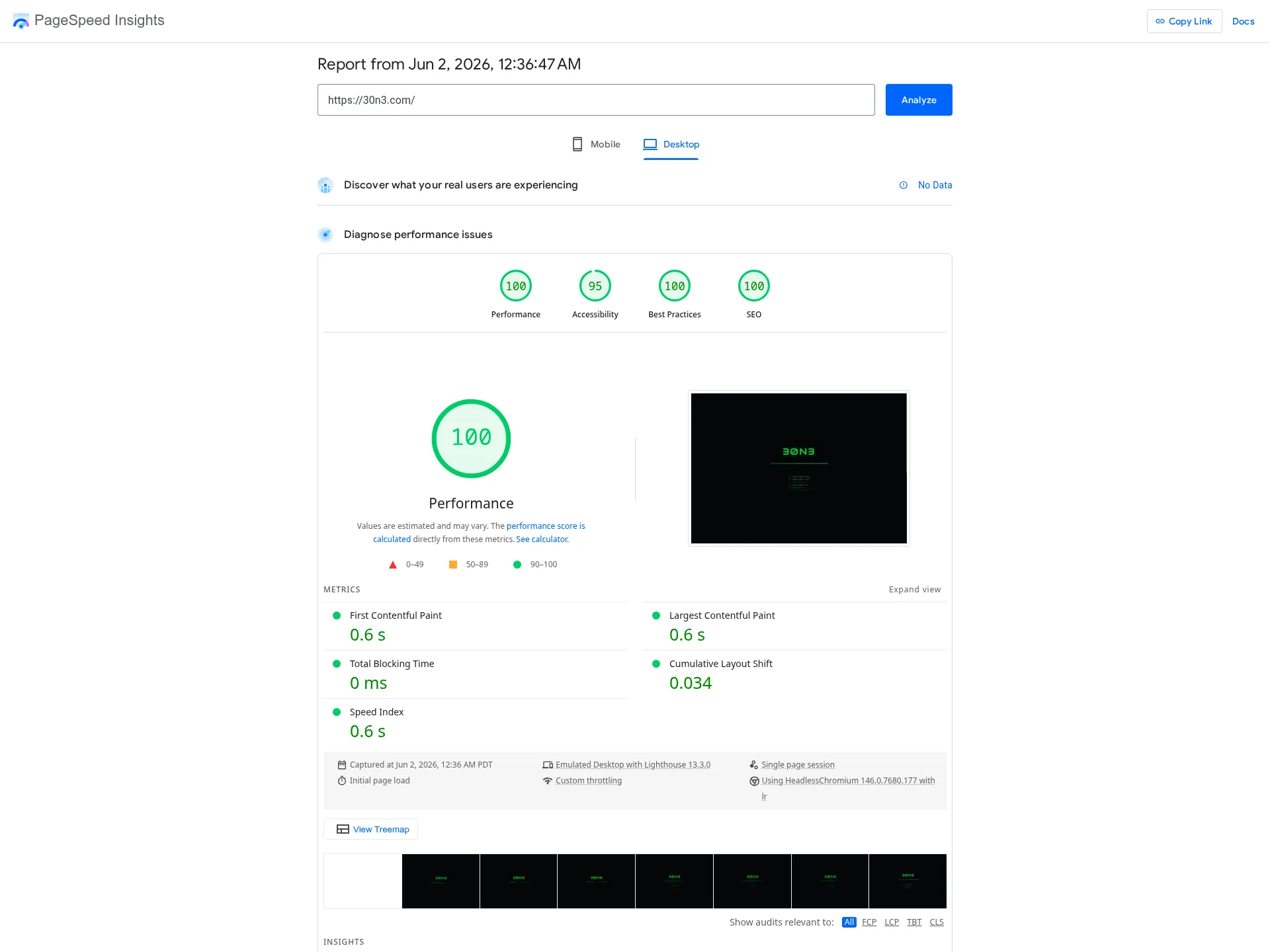 PageSpeed Insights score 3