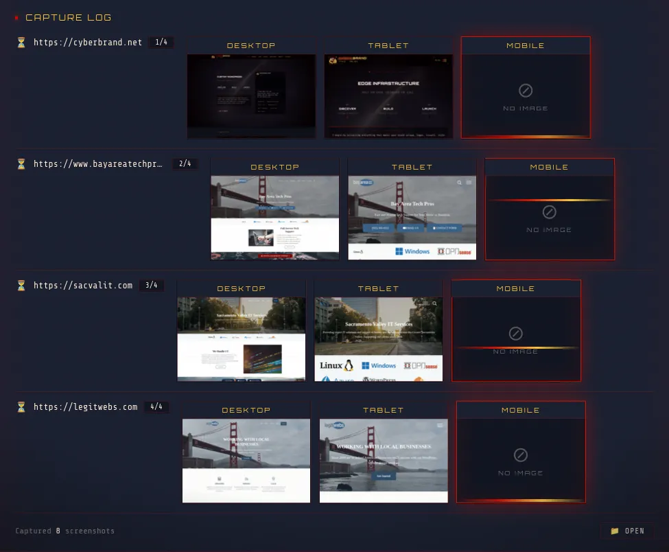 CyberSnapper Capture log