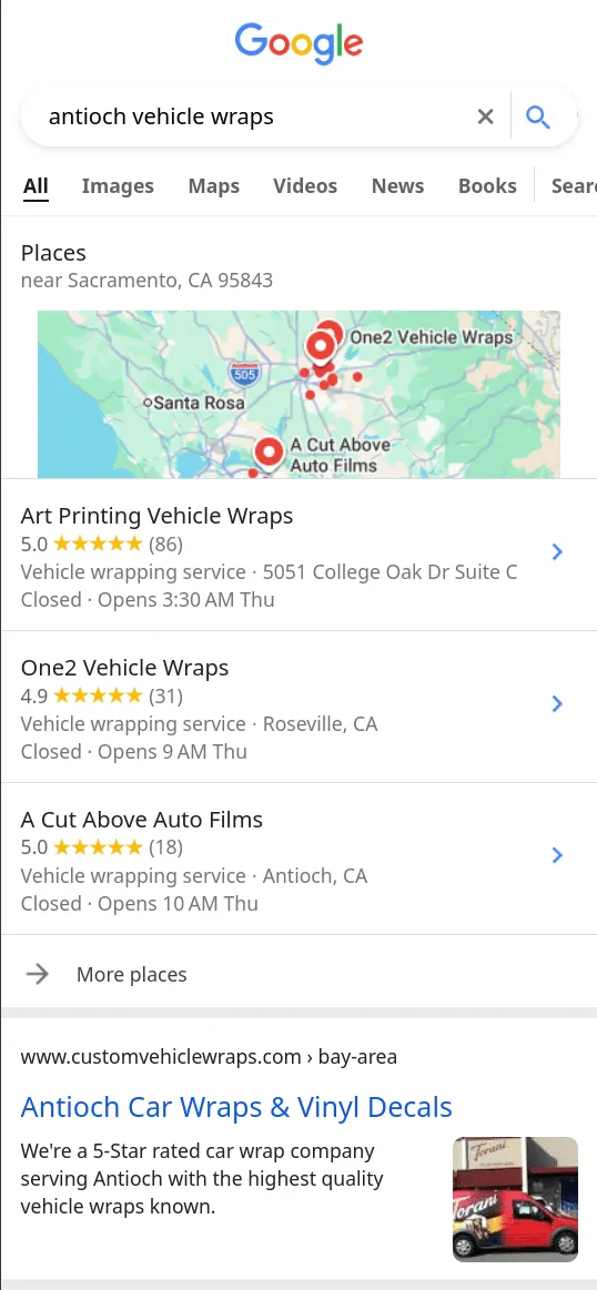 Antioch Vehicle Wraps search matrix results 2