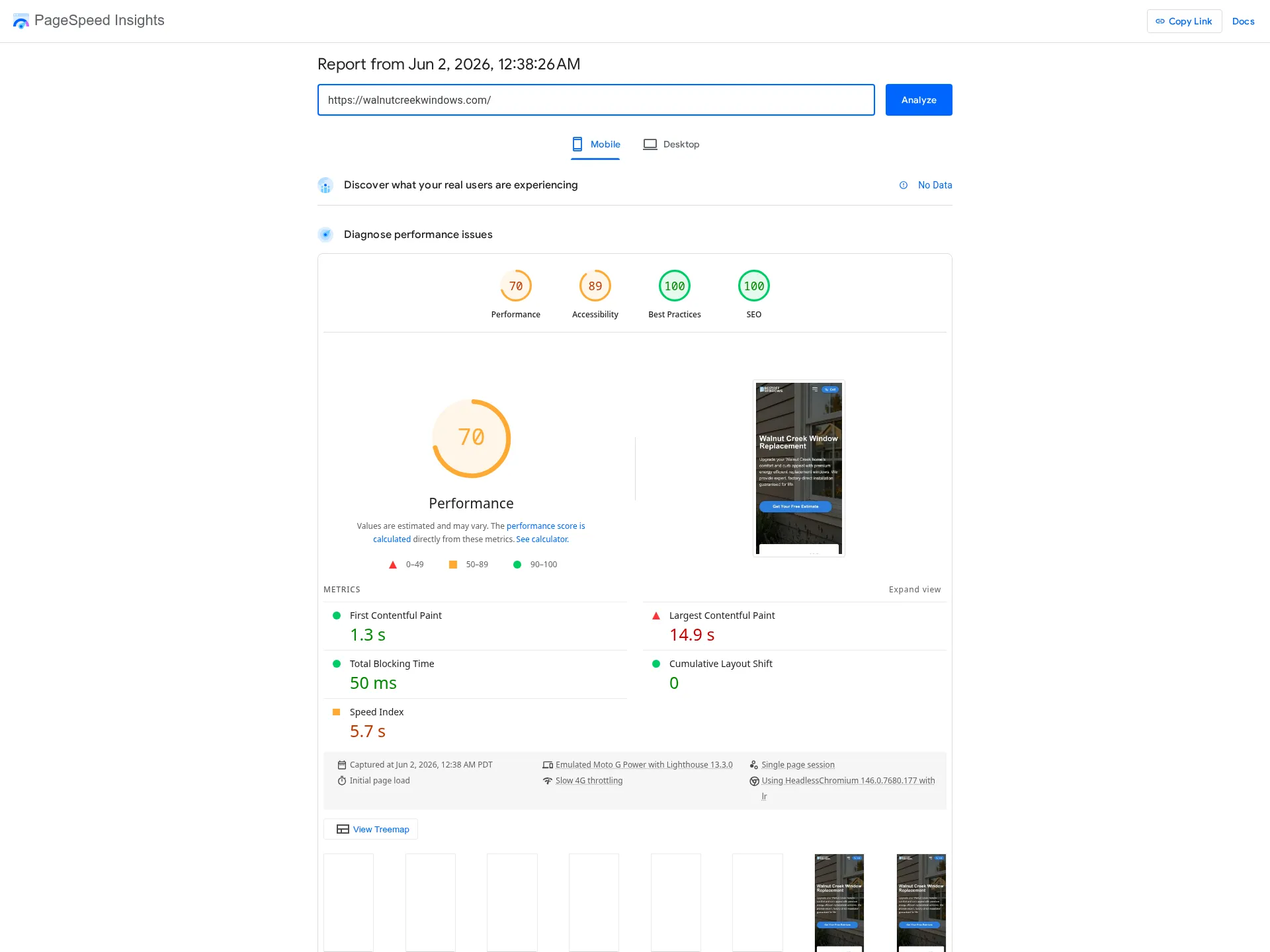 PageSpeed Insights score 5