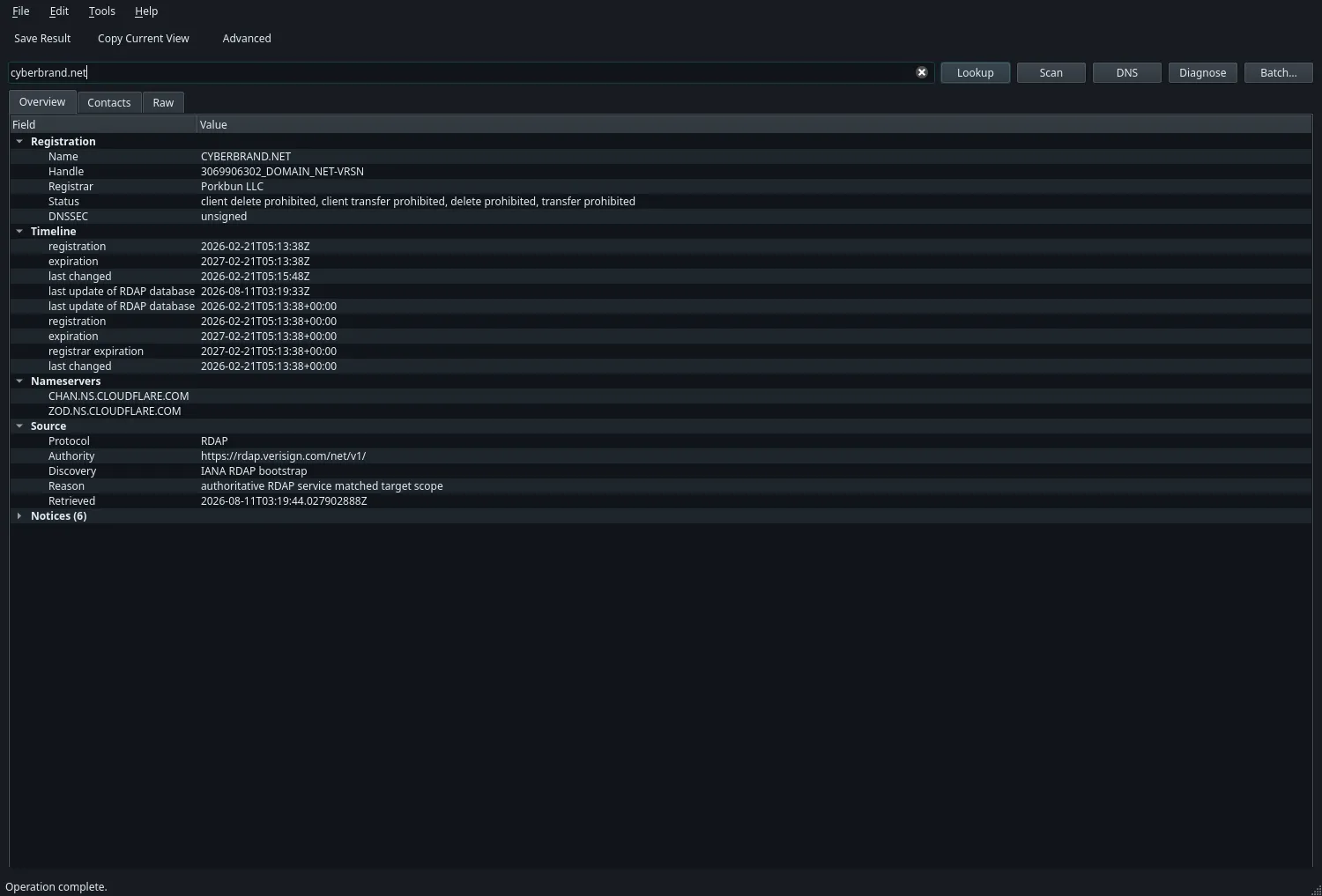 Live RDAP lookup for cyberbrand.net with timeline, nameservers, and source.